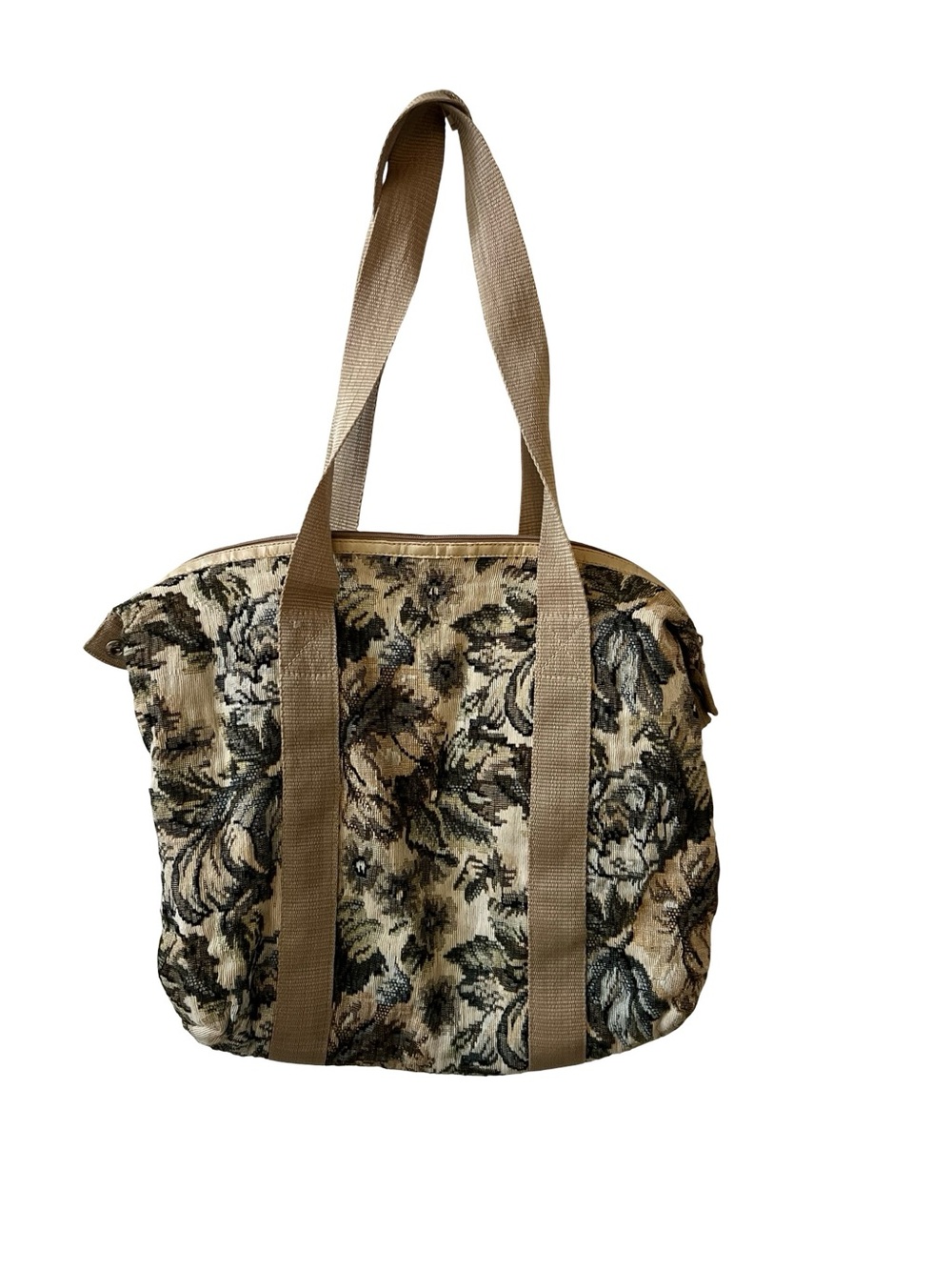 Stashe Vintage Tapestry Floral Tote Bag Beige Neutral Carryall Shoulder Bag - Picture 3 of 5